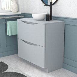 Nes Home Matte Grey 800mm Bathroom Freestanding Vanity Unit Round Ceramic Basin - thumbnail 2