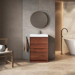Plum&clay Eden Redwood Floor Standing Vanity Unit With Ceramic Basin (W)600mm - thumbnail 2