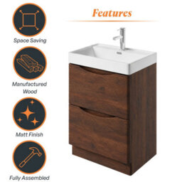 Plum&clay Eden Redwood Floor Standing Vanity Unit With Ceramic Basin (W)600mm - thumbnail 7