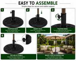 Shopnbits Cast Iron Parasol Base Heavy Duty Patio Umbrella Stand Outdoor Garden Sunshade Base 9Kg - thumbnail 8