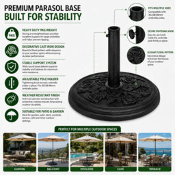 Shopnbits Cast Iron Parasol Base Heavy Duty Patio Umbrella Stand Outdoor Garden Sunshade Base 9Kg - thumbnail 3
