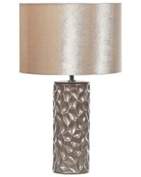 Beliani Table Lamp Gold Ceramic 50 Cm With Geometric Velvet Drum Shade - thumbnail 2