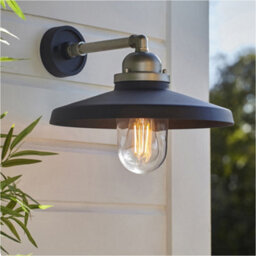 Loops Ip44 Outdoor Wall Light - Textured Black Aged Pewter Arm - Clear Glass Shade - Garage Porch Lamp - thumbnail 3