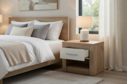 Amos Mann Furniture Astor Grey Oak And White Gloss Bedside With 1 Drawer And Open Shelf - thumbnail 4