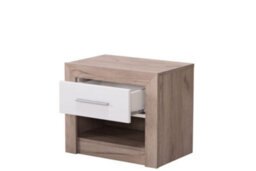 Amos Mann Furniture Astor Grey Oak And White Gloss Bedside With 1 Drawer And Open Shelf - thumbnail 3
