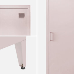 Sweeek - Set Of 3 Metal Cabinets/lockers With 4 Storage Compartments Industrial-Style Soho Pink 38X38X180 Cm - thumbnail 5