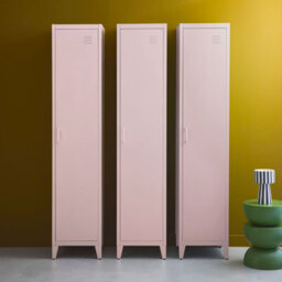 Sweeek - Set Of 3 Metal Cabinets/lockers With 4 Storage Compartments Industrial-Style Soho Pink 38X38X180 Cm - thumbnail 6