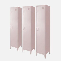 Sweeek - Set Of 3 Metal Cabinets/lockers With 4 Storage Compartments Industrial-Style Soho Pink 38X38X180 Cm - thumbnail 1