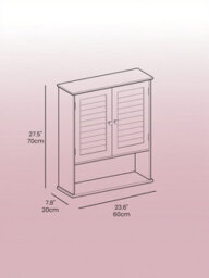 LEDREM Bathroom Wall Cabinet, Wall-Mounted Bathroom Storage Cabinet, With Adjustable Shelf, Double Shutter Doors And Open Shelf, White - thumbnail 7