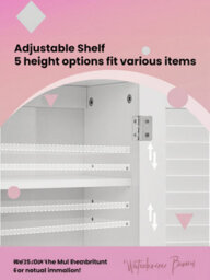 LEDREM Bathroom Wall Cabinet, Wall-Mounted Bathroom Storage Cabinet, With Adjustable Shelf, Double Shutter Doors And Open Shelf, White - thumbnail 5