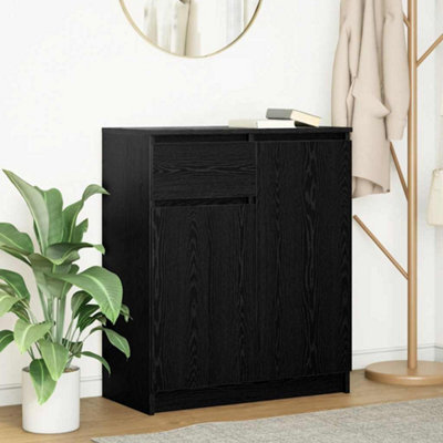 Berkfield Sideboard With Drawer Black Oak 71X35X84 Cm Engineered Wood - image 1