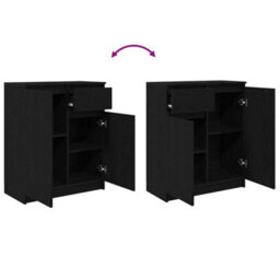 Berkfield Sideboard With Drawer Black Oak 71X35X84 Cm Engineered Wood - thumbnail 9