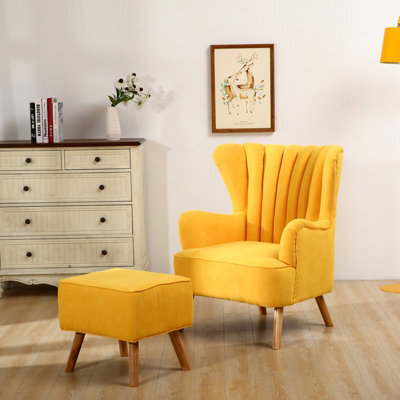Darphe Faux Wool Upholstered Armchair And Footstool - image 1