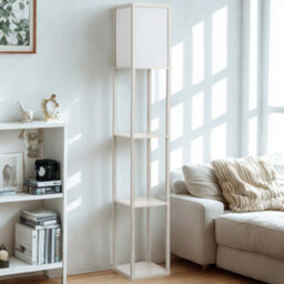 Modern Dimmable Floor Lamp For Living Room With 3 Shelves Oak