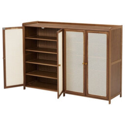 4 Doors Shoes Storage Cabinet Wooden Stand Cupboard With Shelves & Doors Large Capacity - thumbnail 4