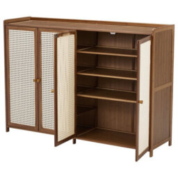 4 Doors Shoes Storage Cabinet Wooden Stand Cupboard With Shelves & Doors Large Capacity - thumbnail 3