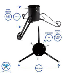 Harbour Housewares Scroll Real Christmas Tree Stand - Small Metal Live Xmas Tree Holder With Water Holder Adjustable Trunk Support - thumbnail 3