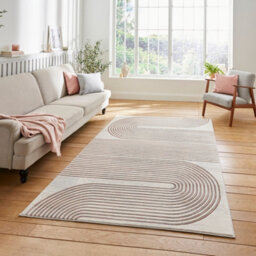 Grey Rose Abstract Modern Striped Rug Easy To Clean Dining Room-160Cm X 220Cm - thumbnail 1