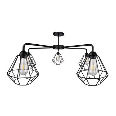 Luminosa Lighting Luminosa Foskal Semi Flush Light Black, 70Cm, 5X E27