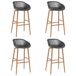Berkfield Modern 5 Piece Bar Set Black And Grey - thumbnail 6