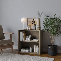 Urbn-Living Urbnliving 2 Tier Oak Wooden Storage Cabinet Side Bedroom Hallway Shelf Unit - thumbnail 2