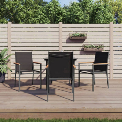 Walplus 5 Piece Garden Dining Set Black Textilene And Steel - image 1