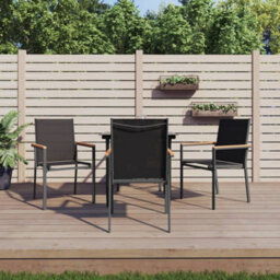 Walplus 5 Piece Garden Dining Set Black Textilene And Steel - thumbnail 1