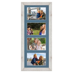 AK Frames 50X20Cm White Rustic Modern Multi Photo Frame With Pompadour Mount - Holds 4 Apertures (4X) 6X4 Photos - thumbnail 1