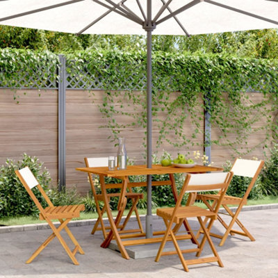 Berkfield Folding Garden Chairs 4 Pcs Cream White Fabric And Solid Wood - image 1