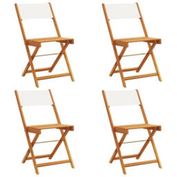 Berkfield Folding Garden Chairs 4 Pcs Cream White Fabric And Solid Wood - thumbnail 2