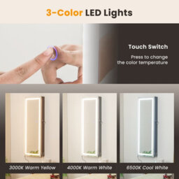 Costway 120Cm Full Length Mirror Jewelry Cabinet Door Hanging/wall Mounted Mirror W/ 3-Color Lights - thumbnail 5