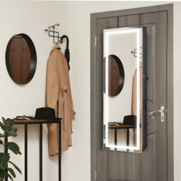 Costway 120Cm Full Length Mirror Jewelry Cabinet Door Hanging/wall Mounted Mirror W/ 3-Color Lights - thumbnail 4