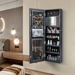 Costway 120Cm Full Length Mirror Jewelry Cabinet Door Hanging/wall Mounted Mirror W/ 3-Color Lights - thumbnail 3