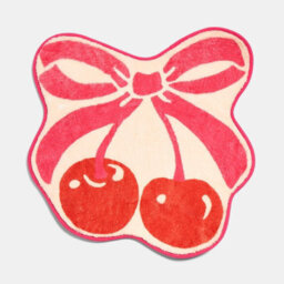 Ohs Cherry Bow Novelty Bath Mat Soft Velvet Quick Dry Non-Slip Shower Rug - thumbnail 3