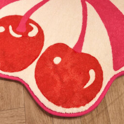 Ohs Cherry Bow Novelty Bath Mat Soft Velvet Quick Dry Non-Slip Shower Rug - thumbnail 2
