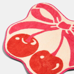 Ohs Cherry Bow Novelty Bath Mat Soft Velvet Quick Dry Non-Slip Shower Rug - thumbnail 4