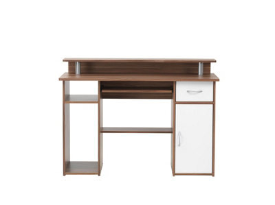 Alphason Albany Desk With 1 Drawer And 1 Door In Walnut White - image 1