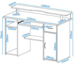 Alphason Albany Desk With 1 Drawer And 1 Door In Walnut White - thumbnail 4