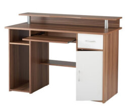 Alphason Albany Desk With 1 Drawer And 1 Door In Walnut White - thumbnail 2