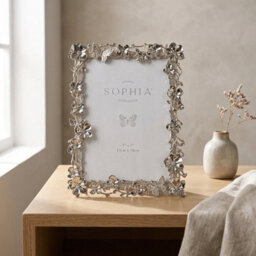 Garden Greatness Floral Butterfly Nickel Plated Photo Frame - thumbnail 1