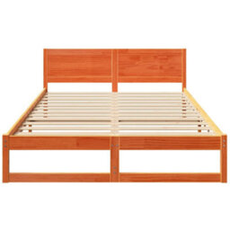 Berkfield Modern Bed Frame Wax Brown Wood 140 X 200 Cm Simple Bed Frame - thumbnail 5