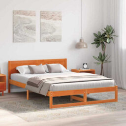 Berkfield Modern Bed Frame Wax Brown Wood 140 X 200 Cm Simple Bed Frame - thumbnail 4