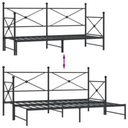 Berkfield Daybed With Trundle Without Mattress Black 75X190 Cm Steel - thumbnail 9