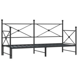 Berkfield Daybed With Trundle Without Mattress Black 75X190 Cm Steel - thumbnail 2