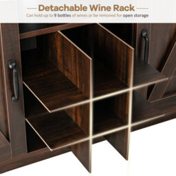 Costway Kitchen Buffet Cabinet Farmhouse Wine Cabinet Server W/ 9-Bottle Wine Rack - thumbnail 8