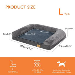 Bingopaw L Orthopedic Memory Foam Dog Bed Waterproof Pet Sofa Couch Removable Cover 100 X 75 X 19 Cm - thumbnail 5