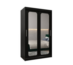 Arte Uppsala T3 Sliding Door Wardrobe 120Cm In Black - Bold Mirrored Storage For Urban Elegance - thumbnail 2