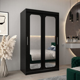 Arte Uppsala T3 Sliding Door Wardrobe 120Cm In Black - Bold Mirrored Storage For Urban Elegance