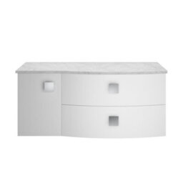 Hudson Reed Sarenna Wall Hung Rh 2 Drawer 1 Door Vanity Unit & Grey Marble Top, Moon White, 1012 X 504 X 446mm
