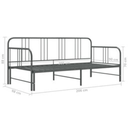 Vidaxl Pull-Out Sofa Bed Frame Without Mattress Grey Metal 90X200 Cm - thumbnail 3
